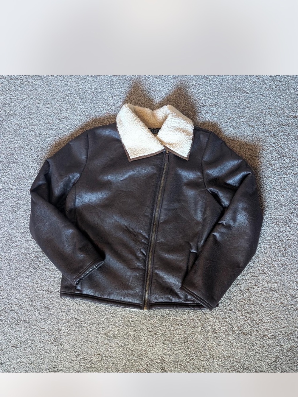 Ralph Lauren Faux Leather & Sherpa Jacket – Brown/Cream – Size L - Picture 5 of 5